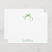 Cartes de notes personnalisées Coquette Vert Ruban (Devant / Derrière)