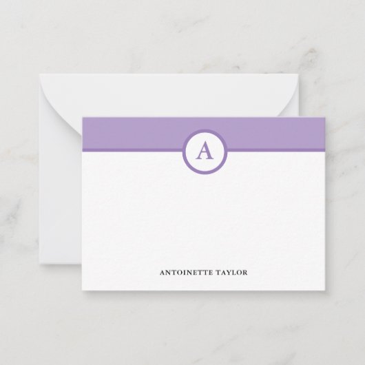 Cartes de notes personnalisées de monogramme viole (Devant)