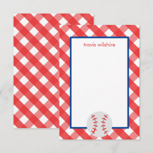 Cartes de notes personnalisées En vichy Baseball