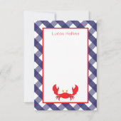 Cartes de notes personnalisées En vichy crabe (Devant)