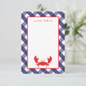 Cartes de notes personnalisées En vichy crabe (Debout devant)
