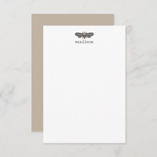 Cartes de notes personnalisées Lacewing Bee (Devant / Derrière)