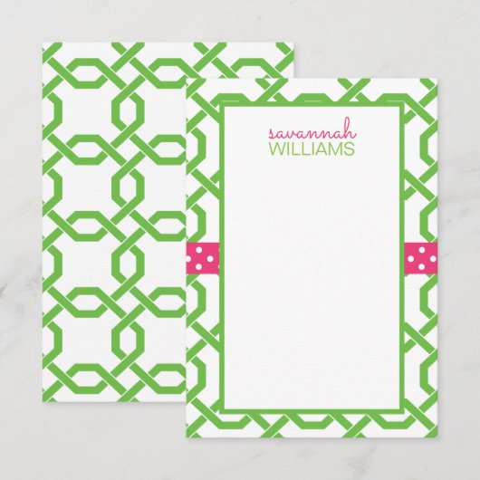 Cartes de notes personnalisées Lattice & Grosgrain (Devant / Derrière)