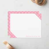 Cartes de notes personnalisées Motif Ancres roses (Devant/Arrière en situation)
