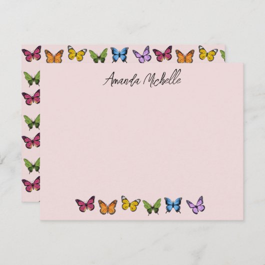 Cartes de notes personnalisées Papillon Arc-en-cie (Devant / Derrière)