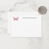 Cartes de notes personnalisées Papillon rose (Devant/Arrière en situation)