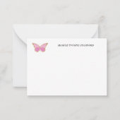 Cartes de notes personnalisées Papillon rose (Devant)