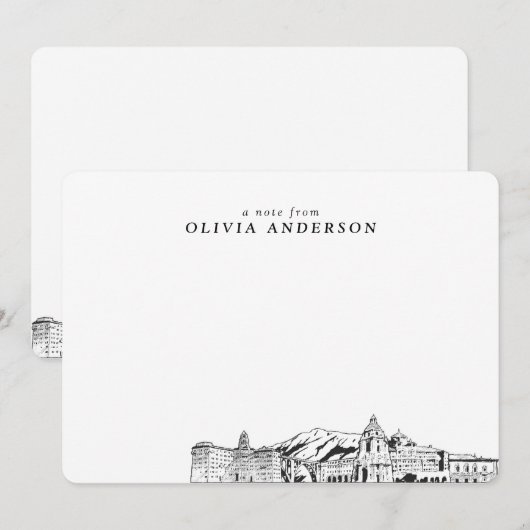 Cartes de notes personnalisées Pasadena Skyline Sk (Devant / Derrière)