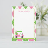 Cartes de notes personnalisées Pink & Green Golf (Debout devant)