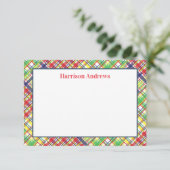 Cartes de notes personnalisées Plaid Madras (Debout devant)