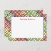 Cartes de notes personnalisées Plaid Madras (Devant / Derrière)