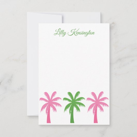 Cartes de notes personnalisées Preppy Palm Trees (Devant)
