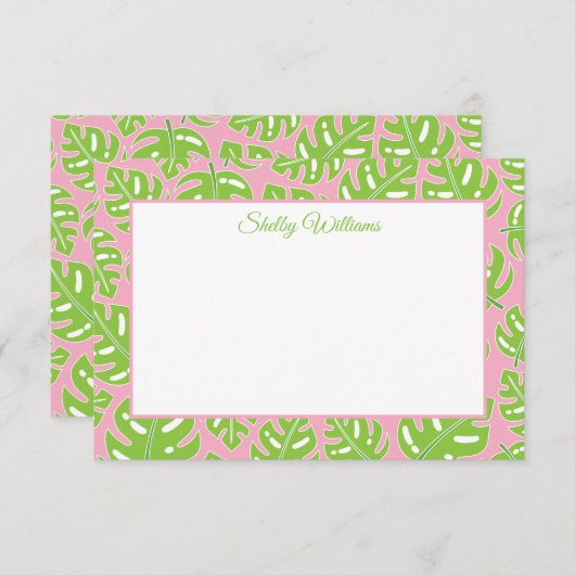 Cartes de notes personnalisées Preppy Palms (Devant / Derrière)