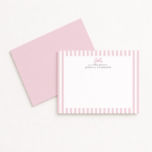 Cartes de notes personnalisées Preppy Rose Striped