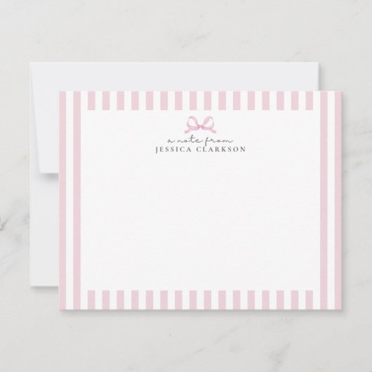 Cartes de notes personnalisées Preppy Rose Striped (Devant)