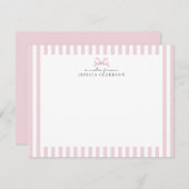 Cartes de notes personnalisées Preppy Rose Striped (Devant / Derrière)