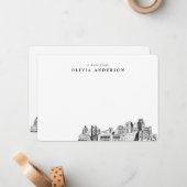 Cartes de notes personnalisées Sacramento Skyline (Devant/Arrière en situation)