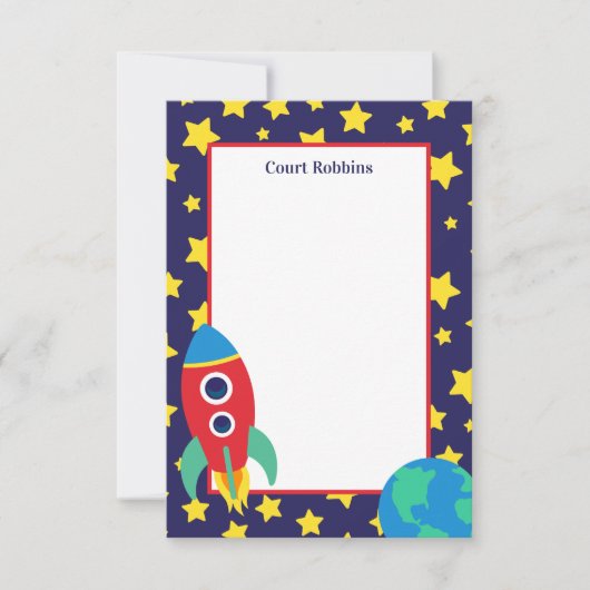 Cartes de notes personnalisées Space Rocket (Devant)