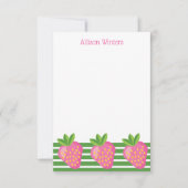 Cartes de notes personnalisées Stripes & Fraises (Devant)
