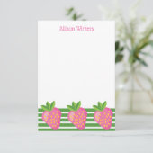 Cartes de notes personnalisées Stripes & Fraises (Debout devant)
