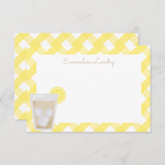 Cartes de notes personnalisées Thé sucré & Gingham (Devant / Derrière)