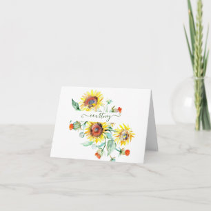 Cartes de notes personnalisées tournesols aquarell