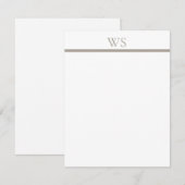 Cartes de notes plates avec monogramme en barre ta (Devant / Derrière)