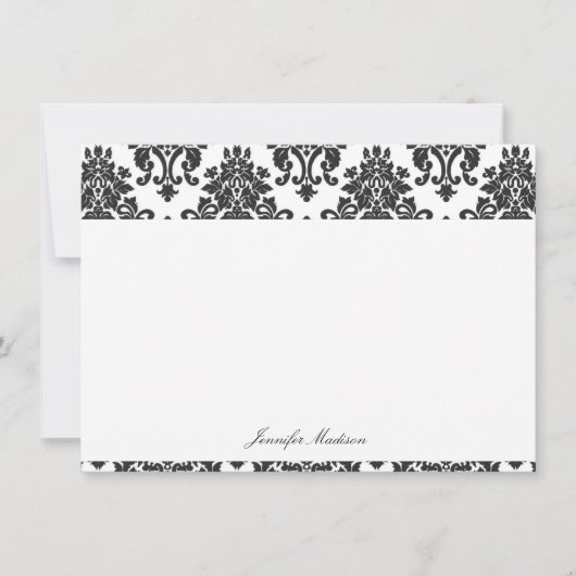 Cartes de notes plates Damask Élégantes (Devant)