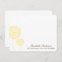 Cartes de notes plates des Dandelions jaunes