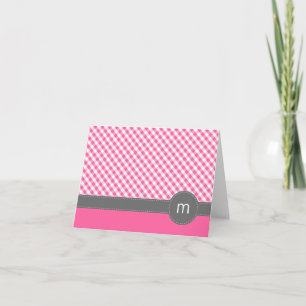 Cartes de notes pliées En vichy Motif rose