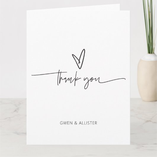 Cartes de notes pliées Merci mariage (Devant)
