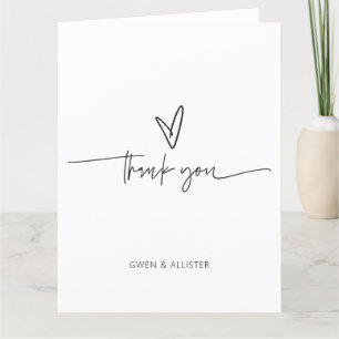 Cartes de notes pliées Merci mariage