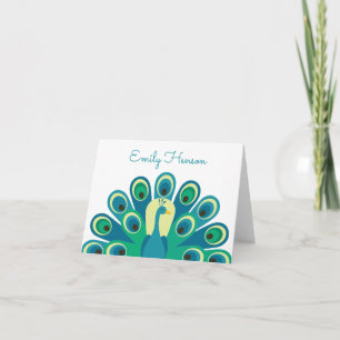 Cartes de notes pliées personnalisées Peacock