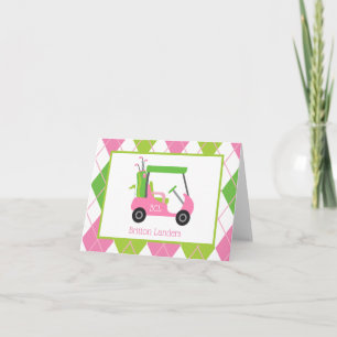 Cartes de notes pliées personnalisées Pink & Green