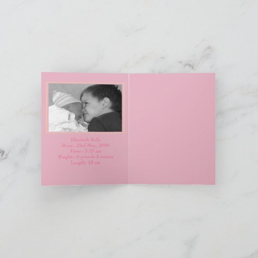 Cartes de notes pour bébé joli rose (Intérieur)