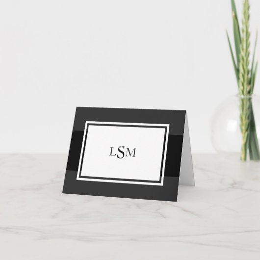 Cartes de notes pour monogrammes à bande noire élé (Devant)