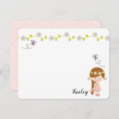 Cartes de notes pour petites filles Fleur de print (Devant / Derrière)