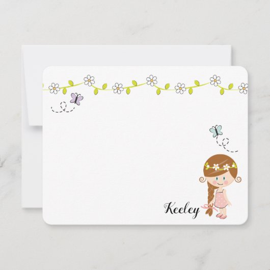 Cartes de notes pour petites filles Fleur de print (Devant)