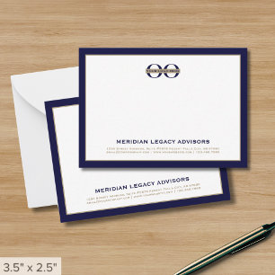 Cartes de notes professionnelles bleu et or Marine