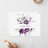 Cartes de notes Profondes Purple Peonies (Devant/Arrière en situation)