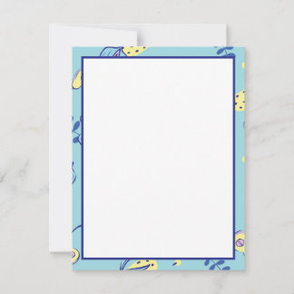 Cartes de notes quotidiennes à motif floral aqua
