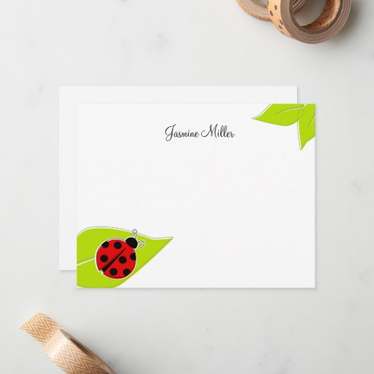 Cartes de notes Red Ladybug (Devant/Arrière en situation)