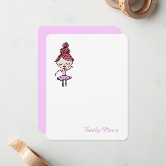 Cartes de notes rose Ballerina (Devant/Arrière en situation)