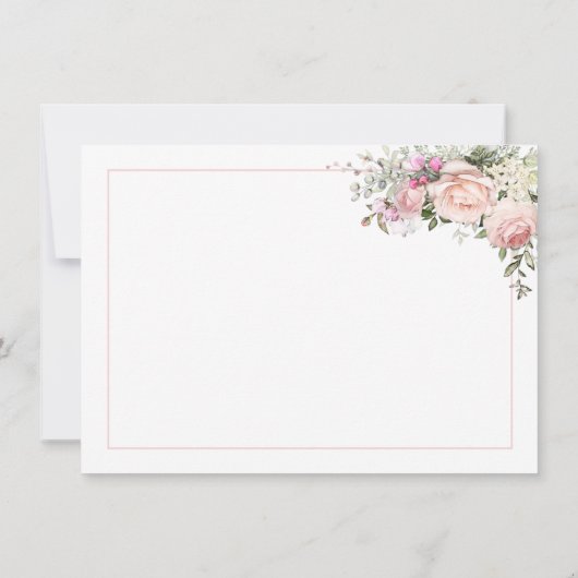 Cartes de notes Roses de verdure rose pâle (Dos)