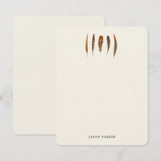 Cartes de notes rustiques aux plumes à l'aquarelle (Devant / Derrière)