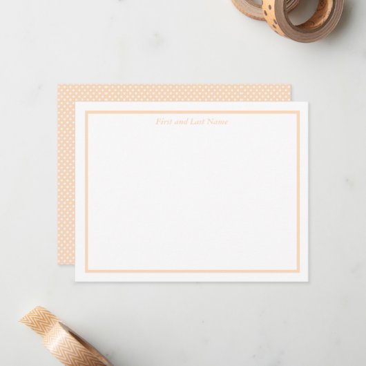 Cartes de notes Sandy Pale Peach et points blancs (Devant/Arrière en situation)