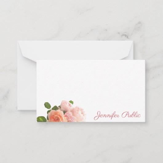 Cartes de notes Script Aquarelle Rose Pastel Color (Devant)