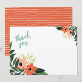 Cartes de notes Tropical Floral Thank You (Devant / Derrière)