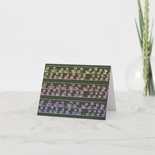 Cartes de notes vierges en vert fleuri (Devant)