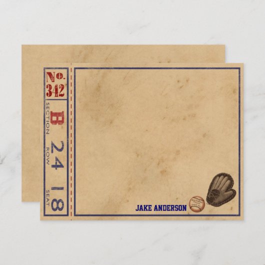 Cartes de notes vintages - Baseball (Devant / Derrière)